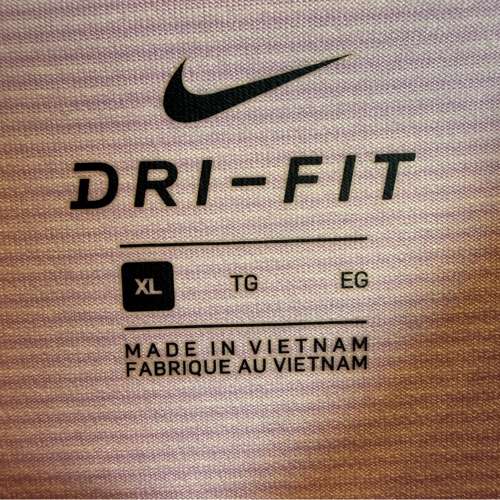 Nike Golf Dri-FIT Vapor Polo Shirt- Lilac Purple Striped Collar Size XL - Picture 3 of 5